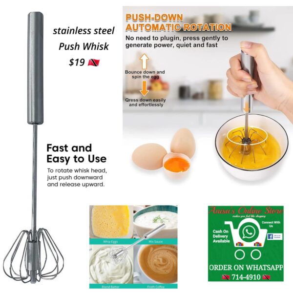 Stainless steel push Whisk