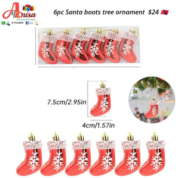 6pc Santa boots tree ornament