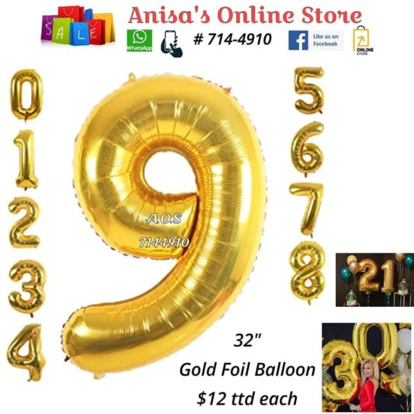 32" Gold number balloons