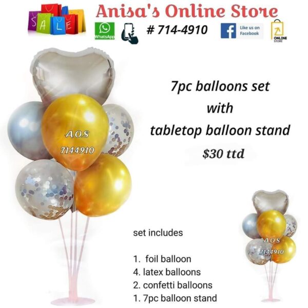 7pc balloon set with tabletop balloon stand