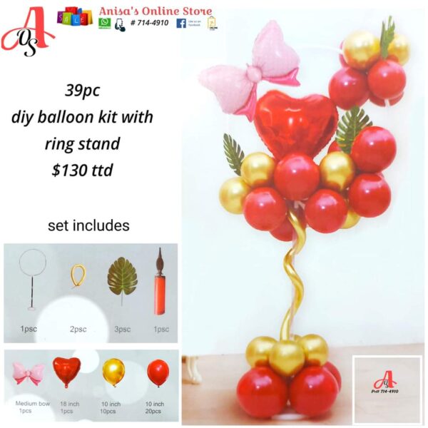 39pc diy balloon kit with 4ft ring balloon stand