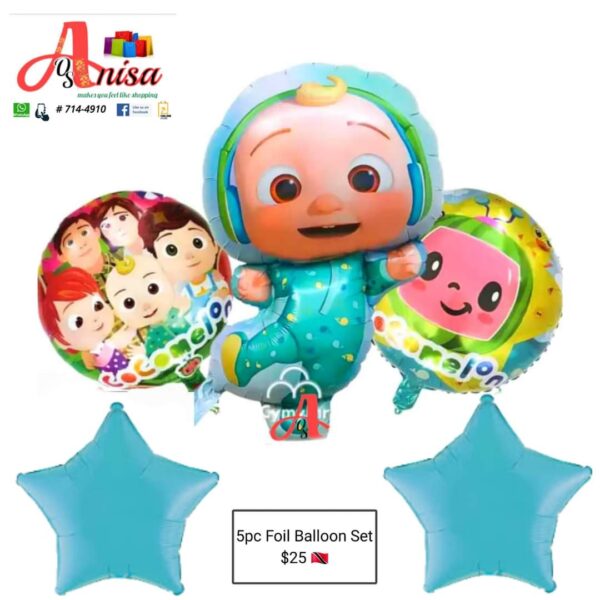 5pc Cocomelon Foil Balloon Set