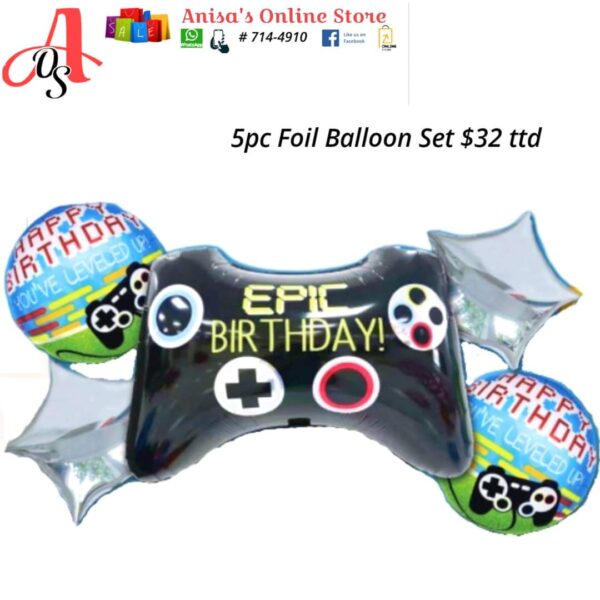 5pc video game Foil Balloon Set