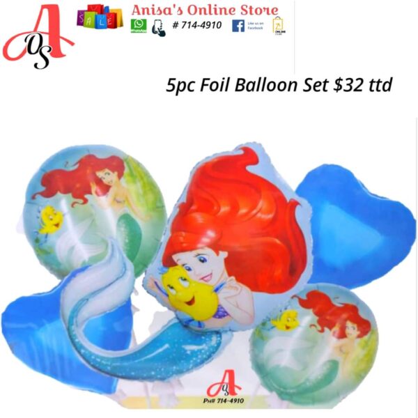 5pc Mermaid foil balloon set