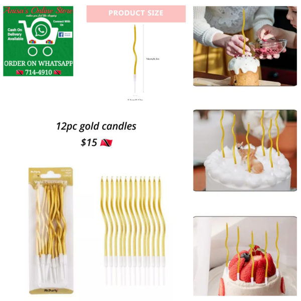 12pc gold birthday candles