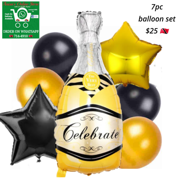 7pc champagne bottle balloon set