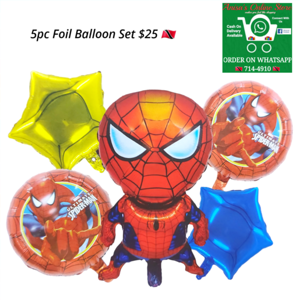 5pc Spider-Man foil balloon set